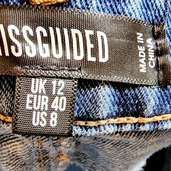 MISSGUIDED MED WASH DISTRESSED JEANS SIZE 8 - Picture 8 of 8